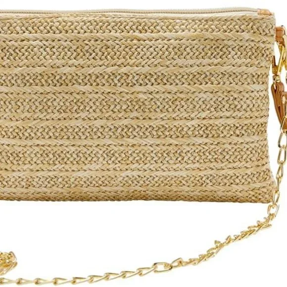 Crossbody Summer Bag for Women Beach Straw Purse with Strap - Picture 5 of 7